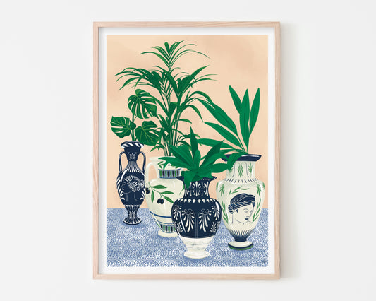 Greek Potted Plants Art Print