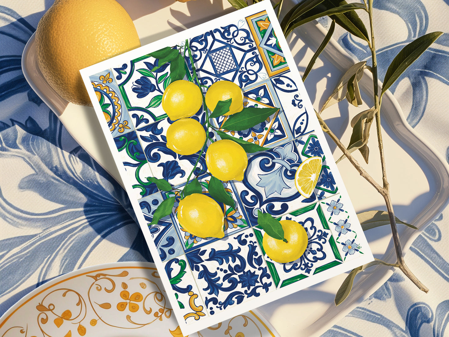Lemons & Tiles Art Print