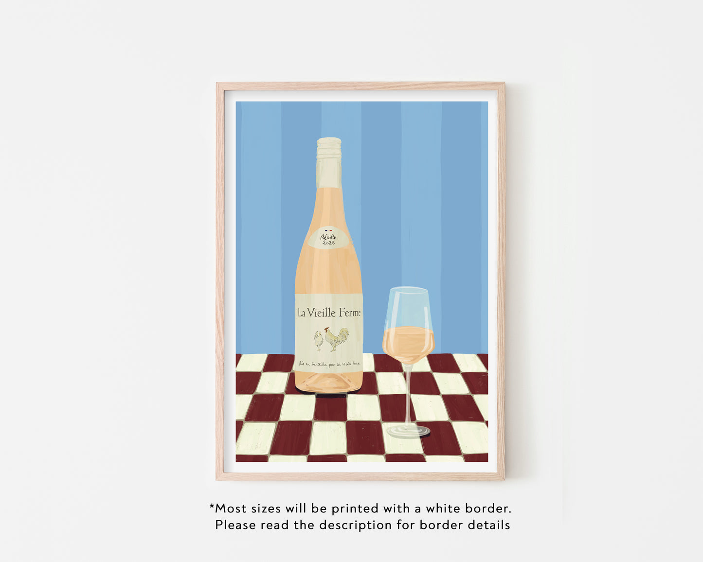Chicken Wine (Blue/Red) Art Print