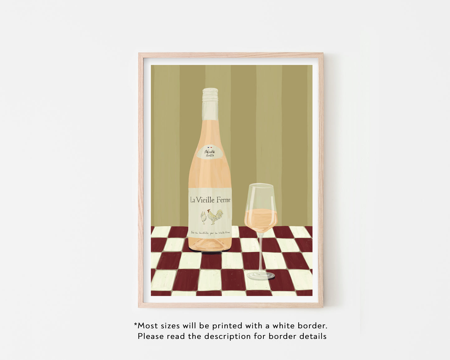 Chicken Wine (Khaki/Red) Art Print
