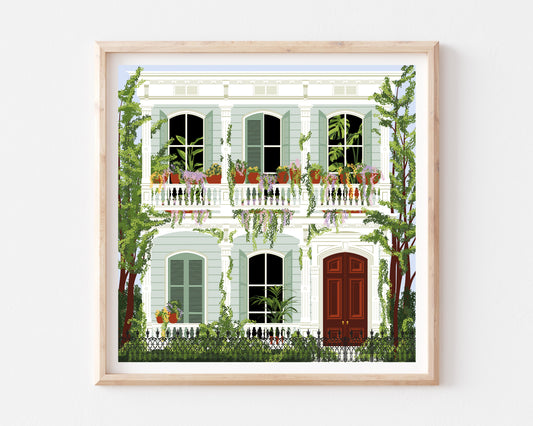 New Orleans Garden District House Art Print