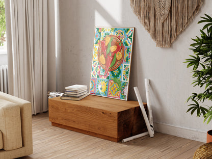 Mexican Chillis & Tiles Art Print