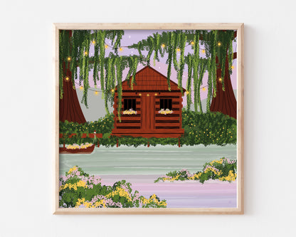 New Orleans Bayou Cabin Art Print SUPER SECONDS FESTIVAL