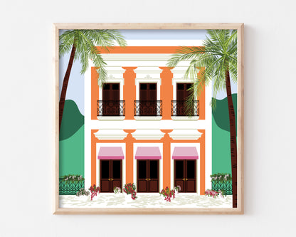 Puerto Rican Orange House Art Print SUPER SECONDS FESTIVAL