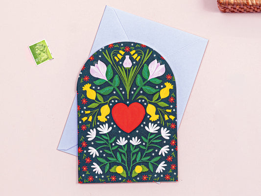 Floral Love Heart Greeting Card
