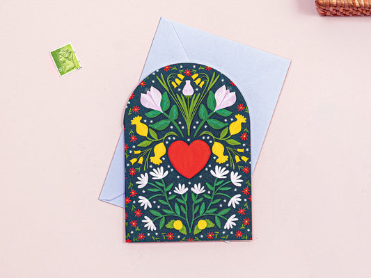Floral Love Heart Greeting Card