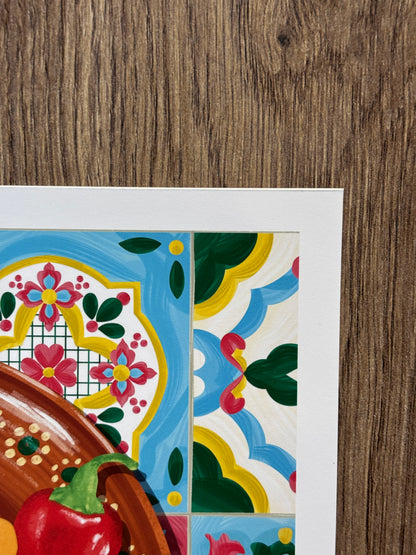 Mexican Chillis & Tiles Art Print SUPER SECONDS FESTIVAL