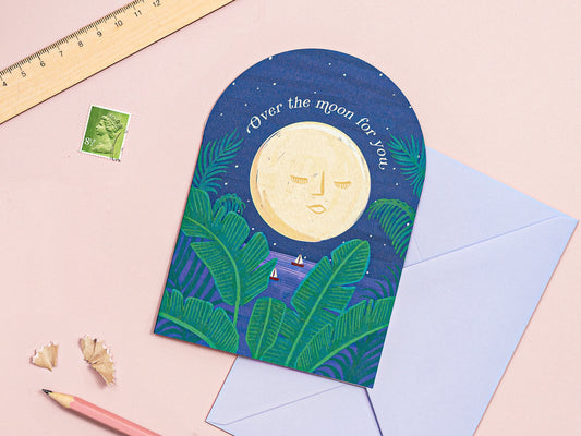Over the Moon for You Greeting Card