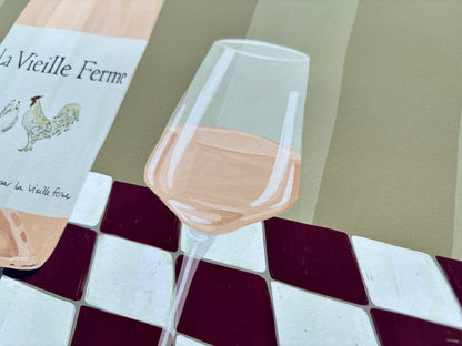 Chicken Wine (Khaki/Red) Art Print