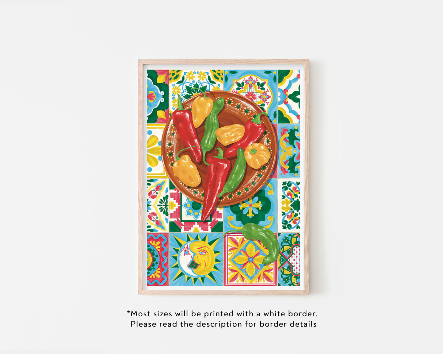 Mexican Chillis & Tiles Art Print