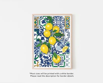 Lemons & Tiles Art Print