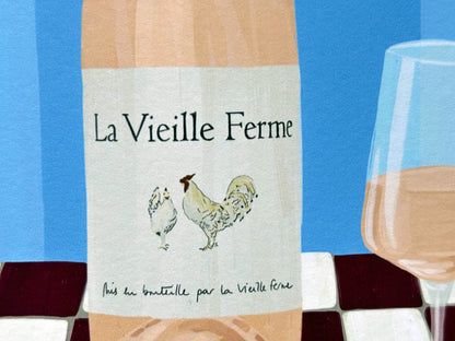 Chicken Wine (Blue/Red) Art Print