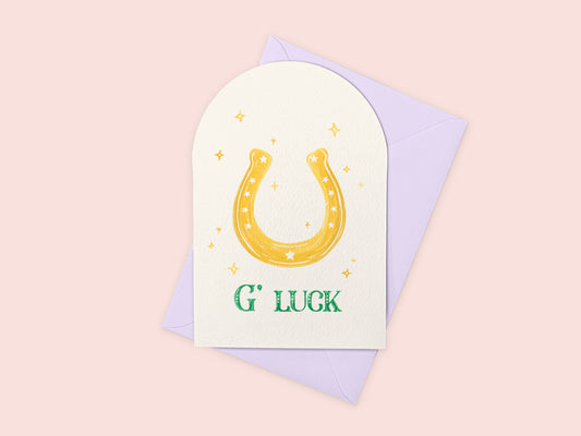 G' Luck Horseshoe Greeting Card