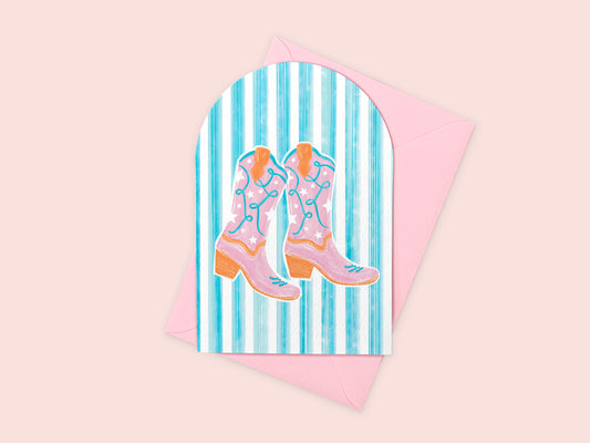 Pink Cowgirl Boots Greeting Card